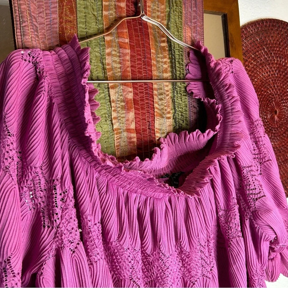 NWT Lane Bryant Orchid Purple Off the Shoulder Scalloped Edge Top size 26/28 - Picture 6 of 10